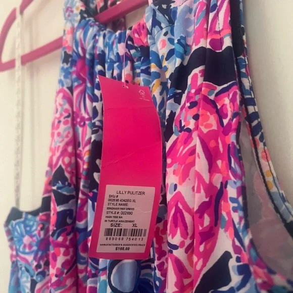 NWT Lilly Pulitzer Bingham Midi Dress Turtle Amazement Print Chain Halter XL - Picture 4 of 4